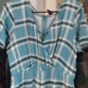 Plaid blue romper
